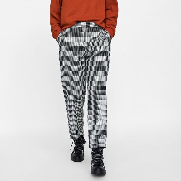 Zara houndstooth plaid trouser pants - Picture 1 of 5